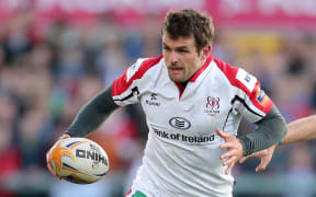 Ulster's Jared Payne is tackled by Leinster's Jamie Heaslip.