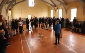 Todd Muller addresses a group in the Hawke's Bay rural community.