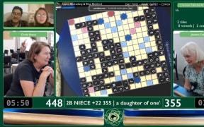 Cecily Bruce (left) and Joanne Craig battle it out at the 2026 Scrabble NZ Women’s Championship.