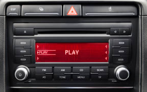 Car radio in the car close up