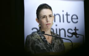 Prime Minister Jacinda Ardern looks on during a media conference at Parliament on April 16, 2020 in Wellington, New Zealand.