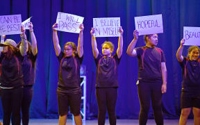 A photo of students from the Graeme Dingle Foundation's Kiwi Can programme in Papakura.