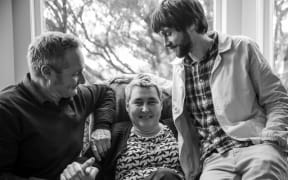 22082016 Photo: Rebekah Parsons-King. L-R Max Kelly (Helen's brother) Helen Kelly and Dylan Kelly (Helen's son).