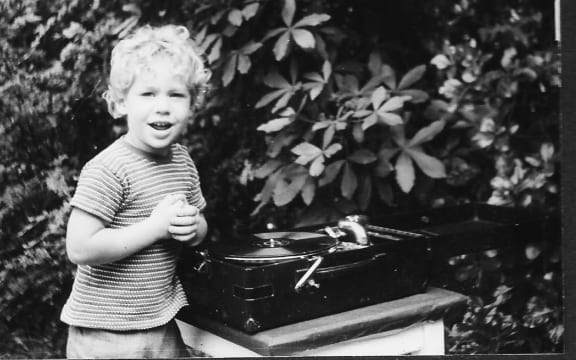 Nick Bollinger with his first record
