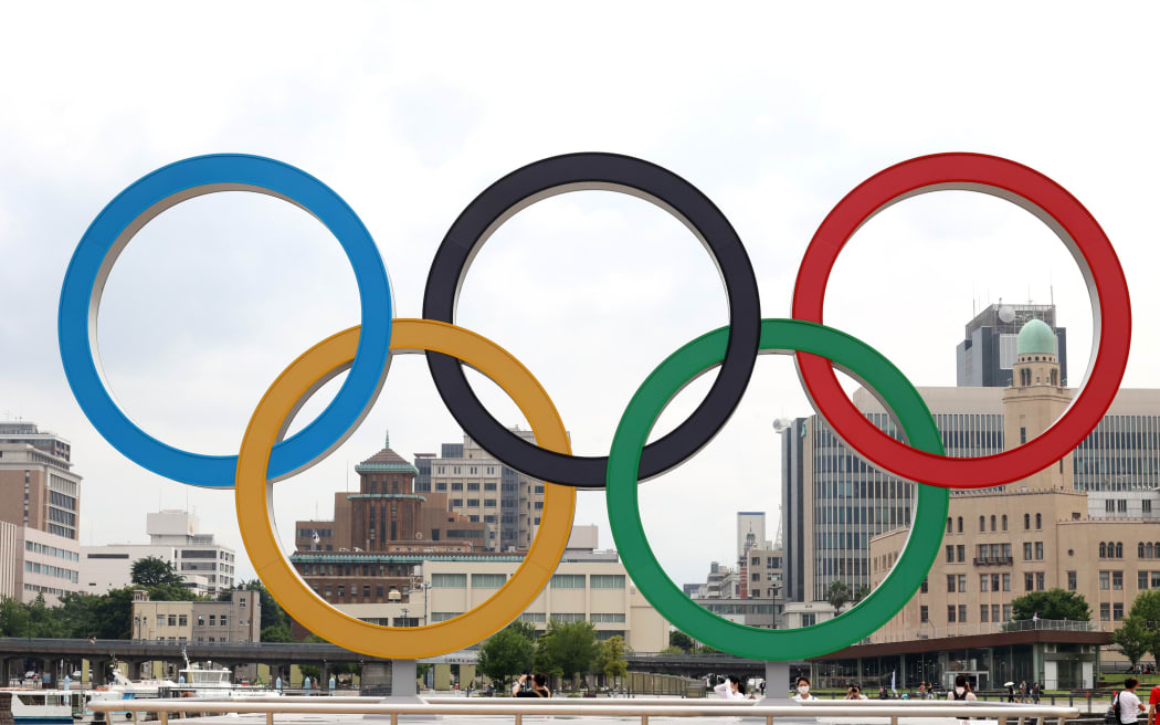 Olympic rings, Yokohama, Japan.