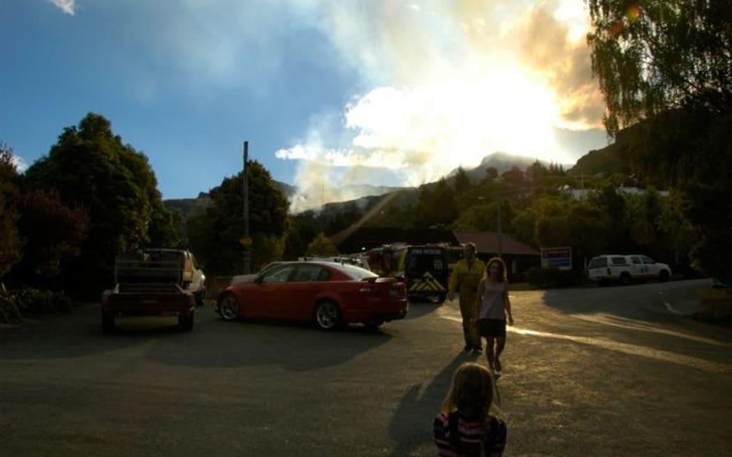 One of the fires on the Port Hills, as seen from Governors Bay fire station