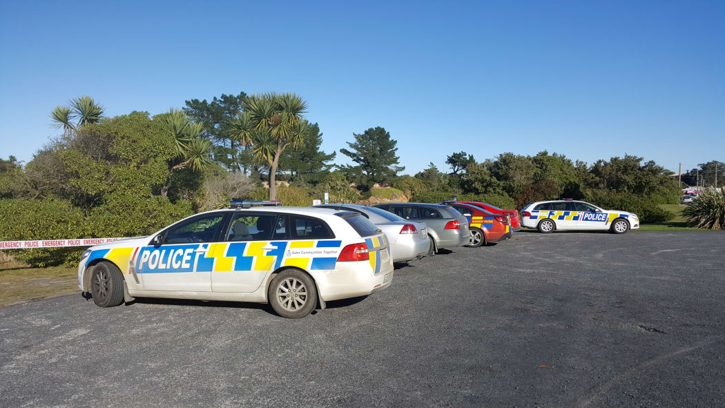 Police at the scene on Brighton Beach.