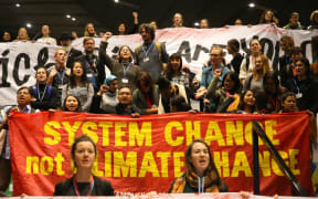 Participants attend demonstration during COP 24,  the United Nations Framework Convention on Climate Change, which takes place on December 2-14. Katowice, Poland on 14 December, 2018.