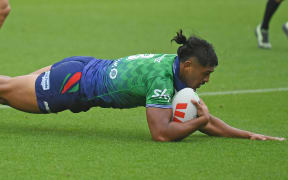 Warriors Ali Leiataua scores a try, NRL Pre Season Challenge, NZ Warriors v Sea Eagles. McLean Park, Napier. Saturday 14 February, 2026