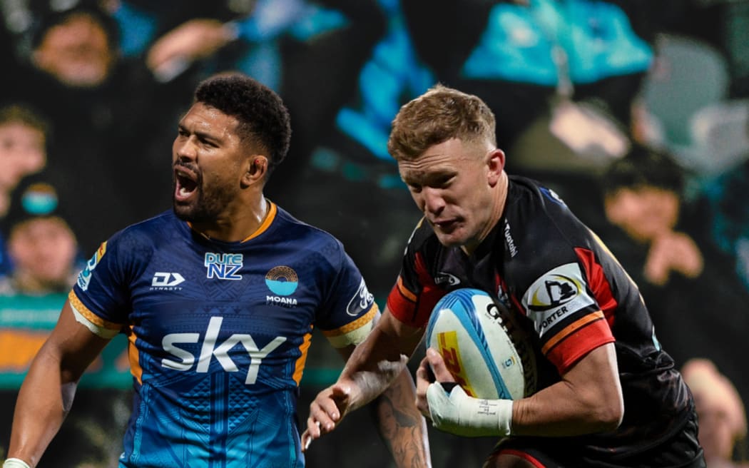 Moana Pasifika captain Ardie Savea, left, and Chiefs' flyhalf Damian McKenzie will play a key role in their teams for the Super Rugby Pacific round 15 clash at FMG Stadium Waikato.