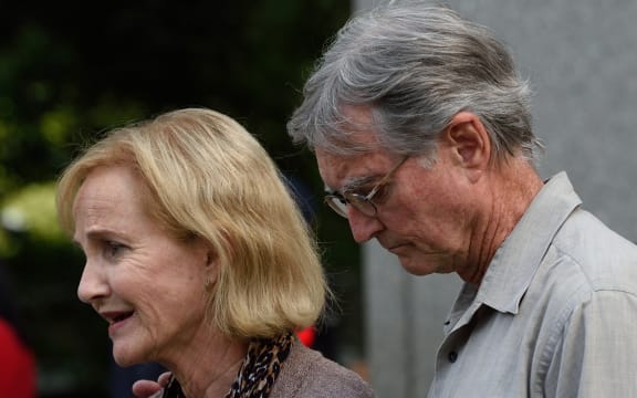 Lyn and Kirk Ulbricht, parents of Silk Road founder Ross Ulbricht, talk with reporters outside the Federal Courthouse in 2015.