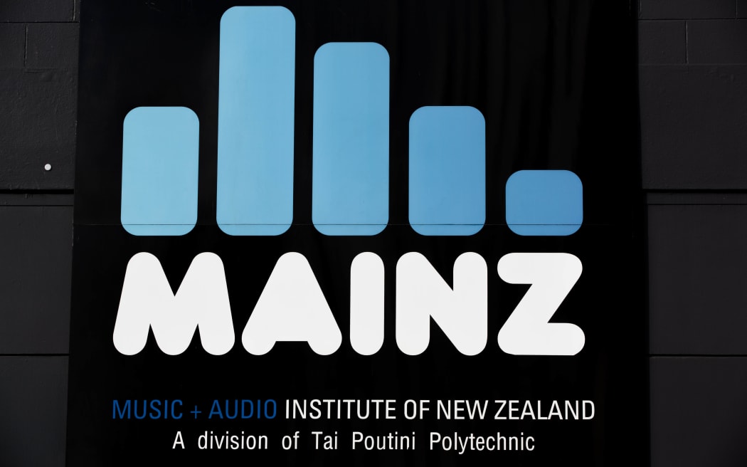 Signage for MAINZ, the Music and Audio Institute of New Zealand.