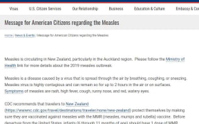 The alert about the New Zealand measles outbreak from the US Embassy.