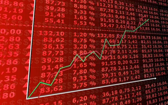 Graph showing stockmarket up.