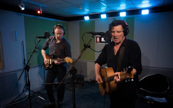 Delaney Davidson and Barry Saunders at RNZ Auckland