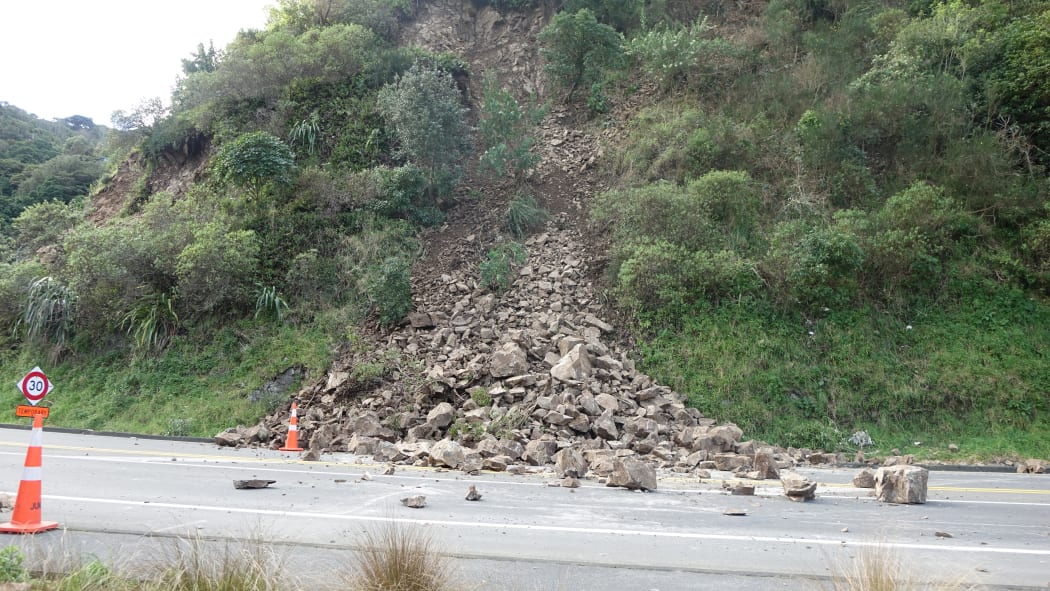 The slip on Wellington's Ngaio Gorge Road.