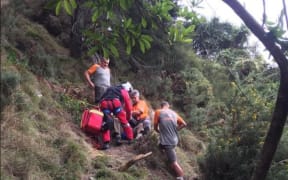 A 76-year-old falling down steep terrain in Waikawa, Picton.