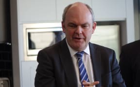 Steven Joyce visiting Silver Fern Farms headquarters in Dunedin on Tuesday 16 September.
