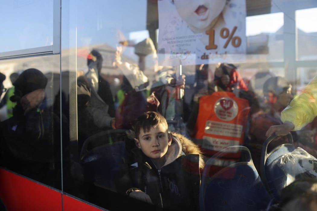 Civilians fleeing from Ukraine continue to arrive in Przemysl, Poland, 22 March, 2022.