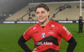 James O'Connor is all smiles after the Crusaders Super Rugby Pacific final win over the Blues.