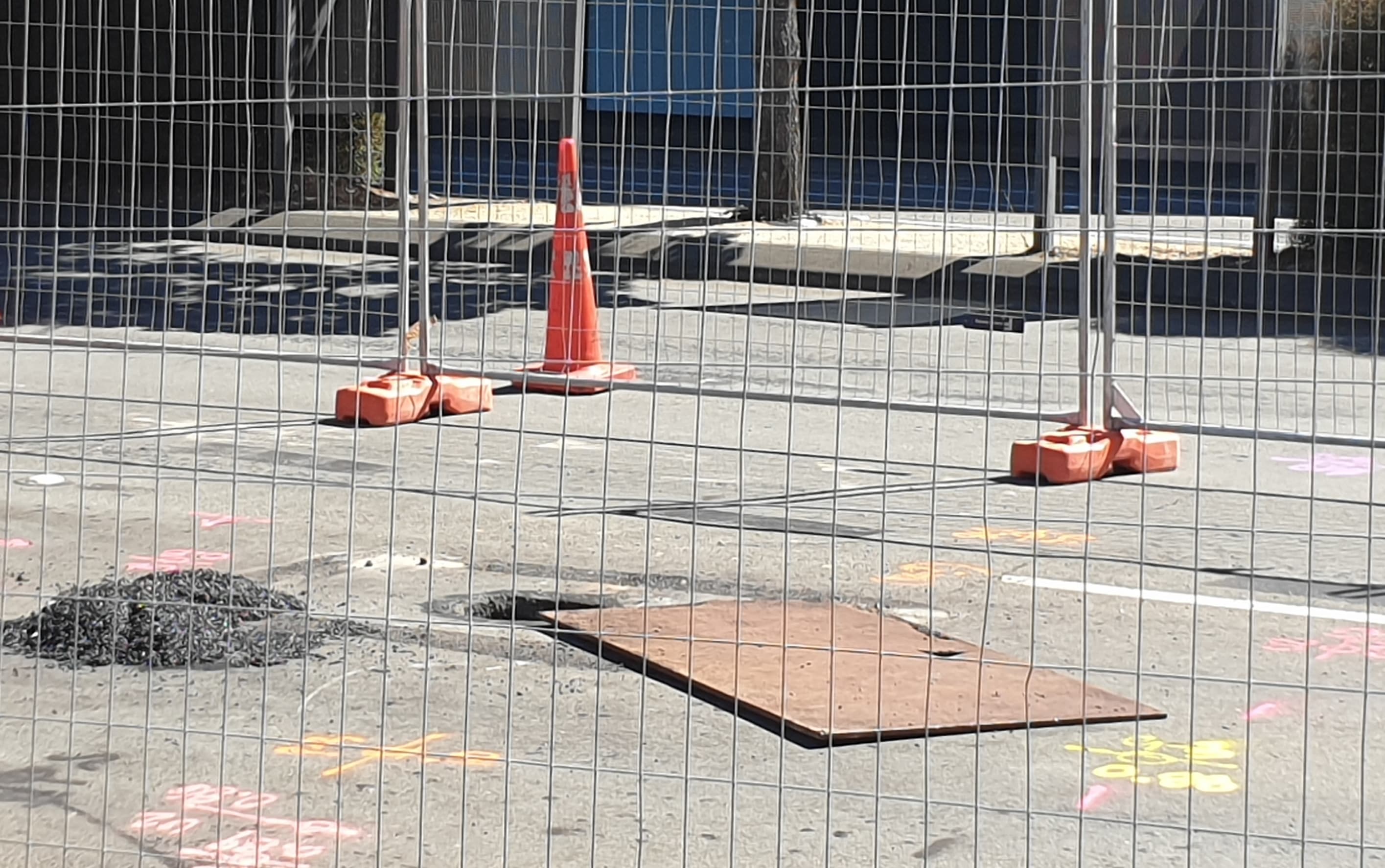 A sinkhole has opened up in central Wellington, outside the TSB arena.