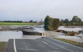Thompsons Track in Mid Canterbury was washed out by floods after days of heavy rainfall.