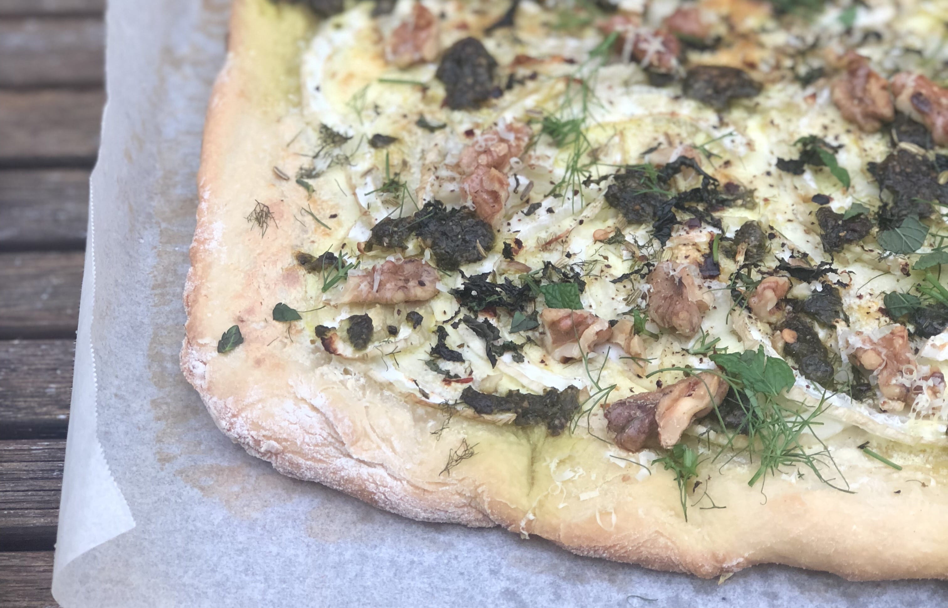 Fennel, mint and ricotta flatbread by Delaney Mes
