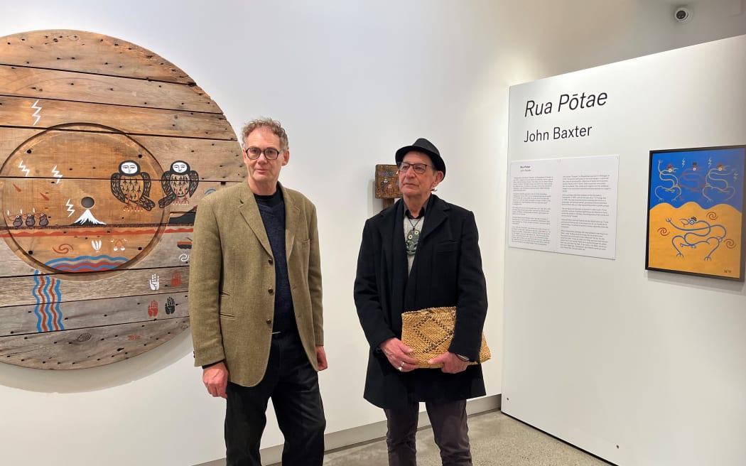 John Baxter with co-curator Gary Freemantle at Toi Mahara