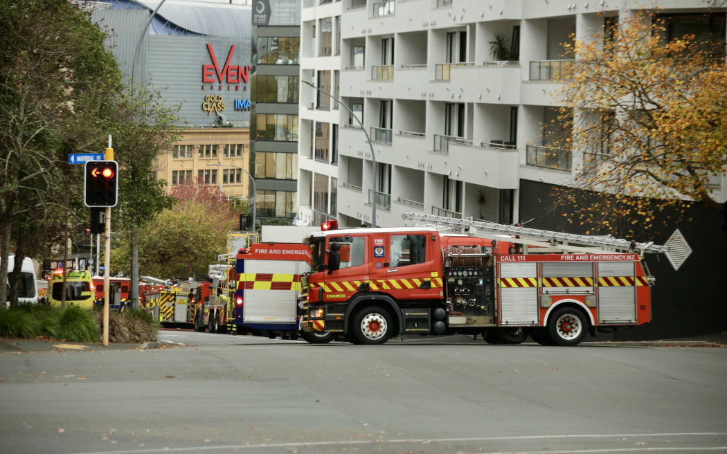 Fire and Emergency attending an incident on Wakefield Street in central Auckland on 23, May.