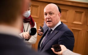Christopher Luxon speaking to media at Parliament