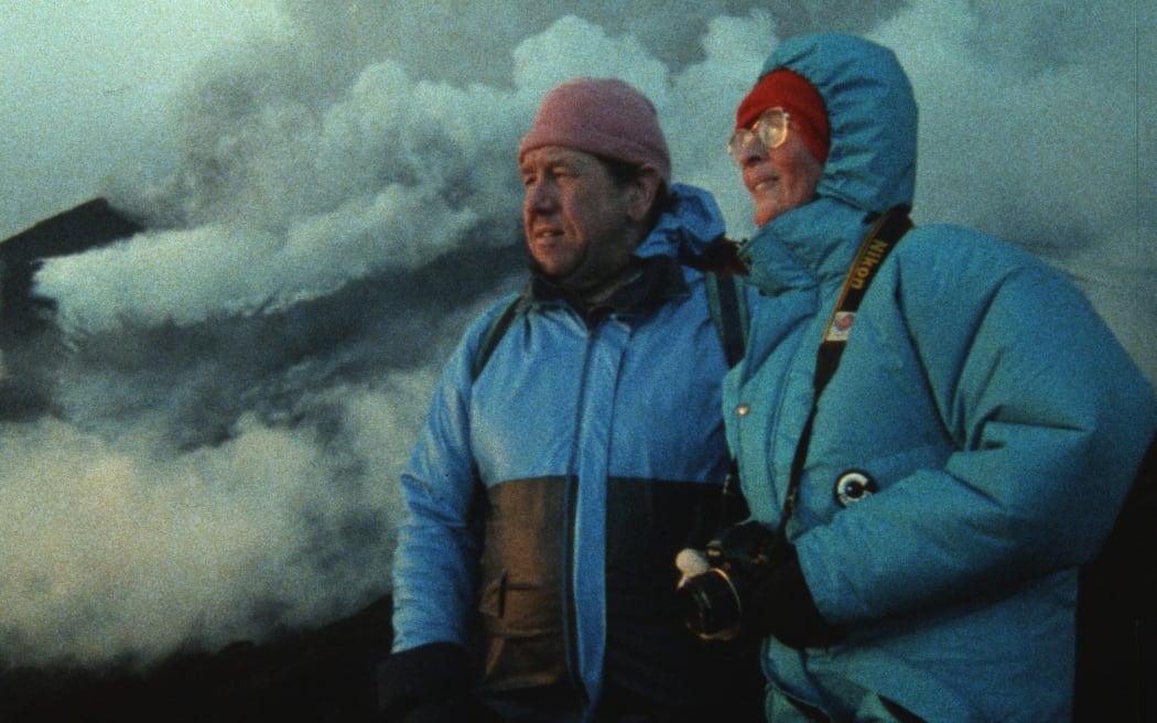 Maurice and Katia Krafft in a scene from the documentary Fire of Love