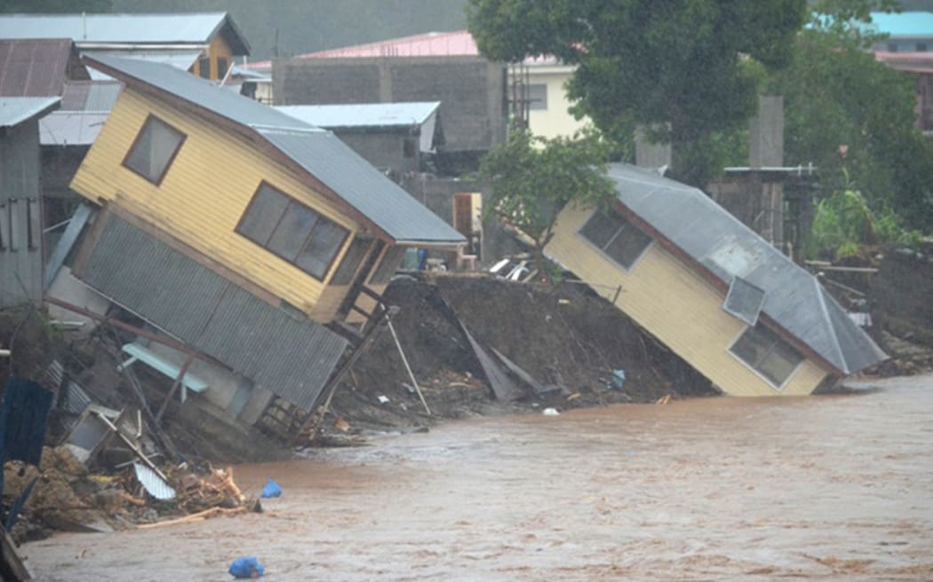 Floodwaters swept away homes in the capital Honiara.