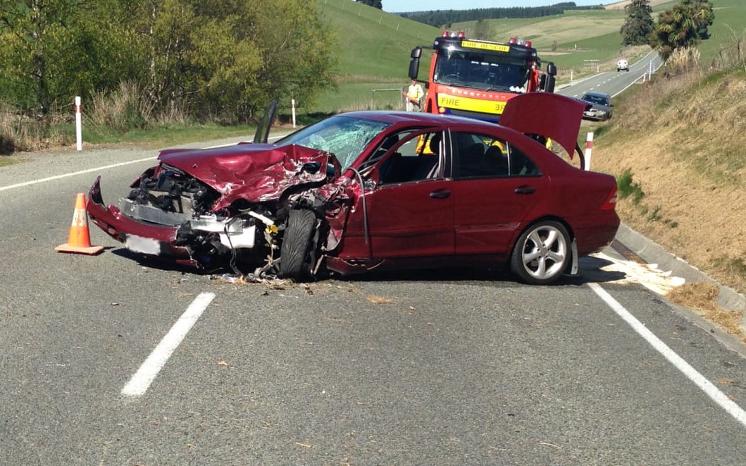 One of the cars involved in the fatal crash between Geraldine and Fairlie