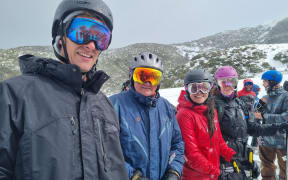 From left CJ and Peter Lepper with ski buddies Amelia and Juliet.