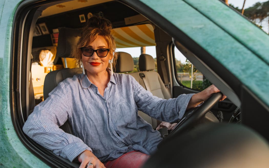 Aimee at the wheel of Vallery