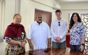 UC supports Pacific healthcare providers: Tonga National University Dean of Nursing Tilema Cama and Head of Science and Technology programmes Talanoa Hafoka, with UC student Liam Bately and Mechanical Engineering Associate Professor Debbie Munro.