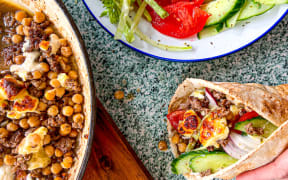 Zesty lamb and halloumi wraps