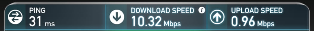 A screenshot of Ambers speedtest.