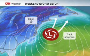 This a single computer model run showing how the storm could look in scenario two with extremely heavy snow and strong wind impacting much of the mid-Atlantic and Northeast.