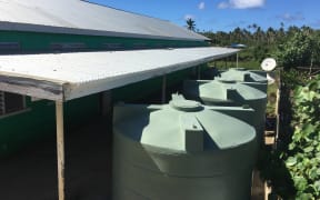 Water tanks installed as part of the New Zealand led exercise Tropic Twilight at the Faleloa Community Hall in Tonga.