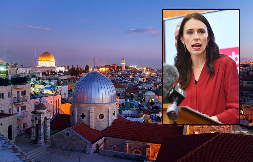 Prime Minister Jacinda Ardern (inset) says NZ will not be bullied on its stand on Israel and Jerusalem.