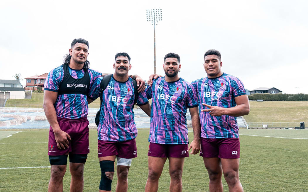 Manu Samoa players preparing for Fiji in Rotorua.