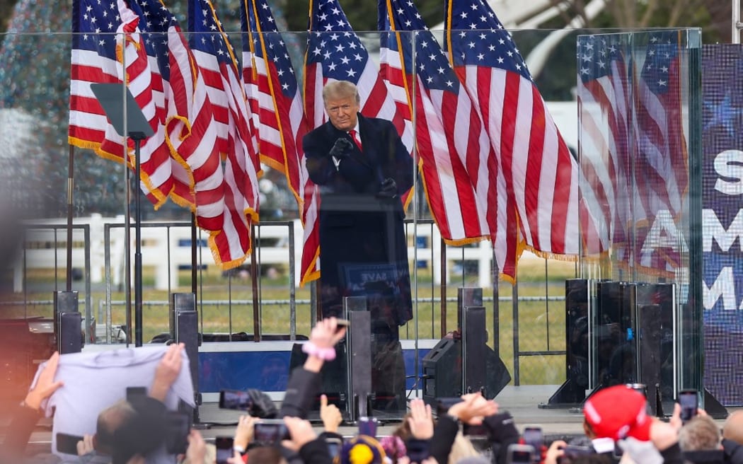 WASHINGTON D.C., USA - JANUARY 6: US President Donald Trump speaks at "Save America March" rally in Washington D.C., United States on January 06, 2021. Tayfun Coskun / Anadolu Agency