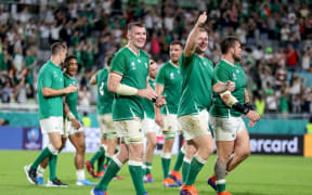 Irish rugby player John Ryan gives the thumbs up during the 2019 Rugby World Cup.