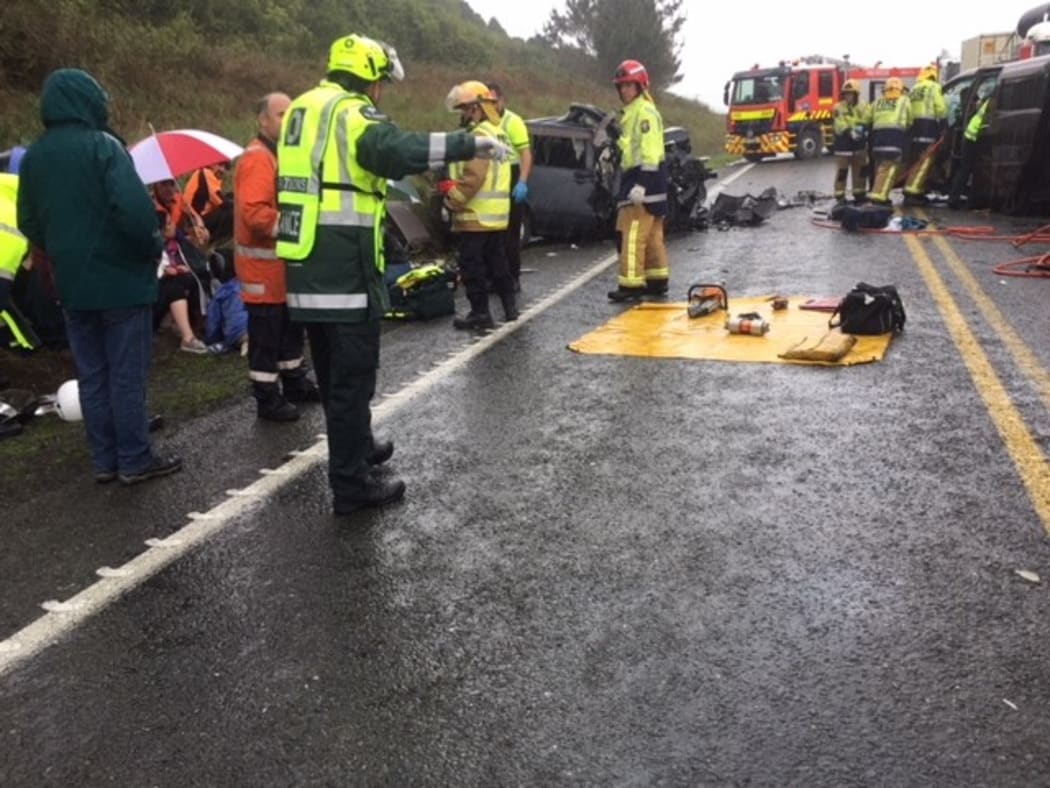 Emergency services at the crash site north of Taupō