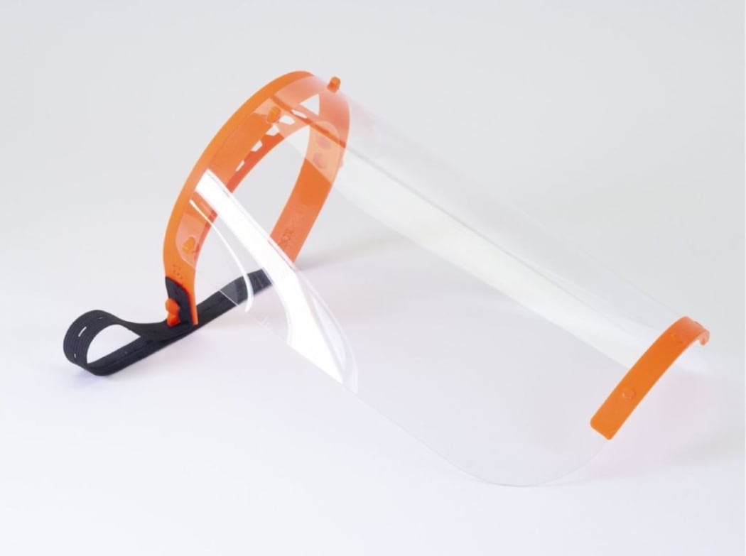 A face shield manufactured by Shields Up NZ