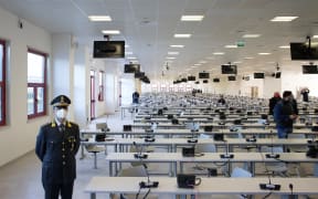 A view taken on December 15, 2020 in Lamezia Terme, Calabria, shows the inside of a new bunker room built for the upcoming 'Rinascita-Scott' maxi-trial in which more than 350 alleged members of Calabria's 'Ndrangheta mafia group and their associates go on trial this week.