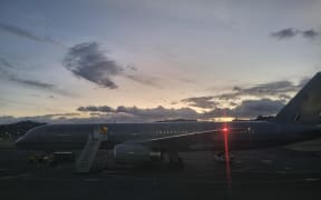 The grounded Defence Force Boeing 757 in Rongotai, Wellington, on 5 March 2024.