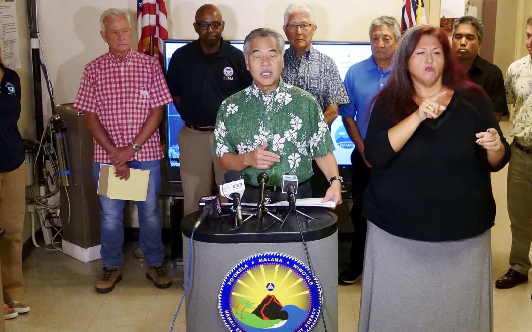 Hawaii's Governor David Ige addressed media on Saturday as Tropical Storm Lane ambled towards the islands.