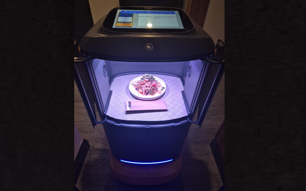 A hospitality robot at the Sudima hotel in central Auckland.